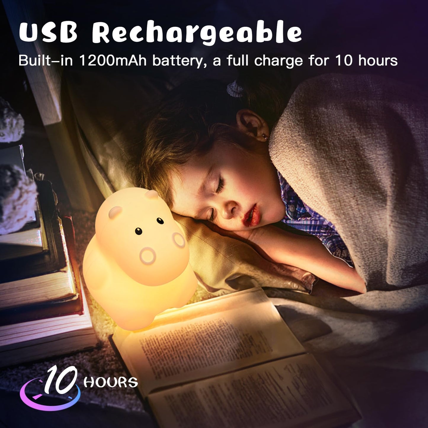 Nice Dream Cat Night Light for Kids, 9 Color Changing Baby Cute Night Light with Remote＆Timer, Rechargeable Cat Kids Night Lamp for Boys Girls Nursery Bedroom, Kawaii Gifts (5.9"x4.7"x4.7")