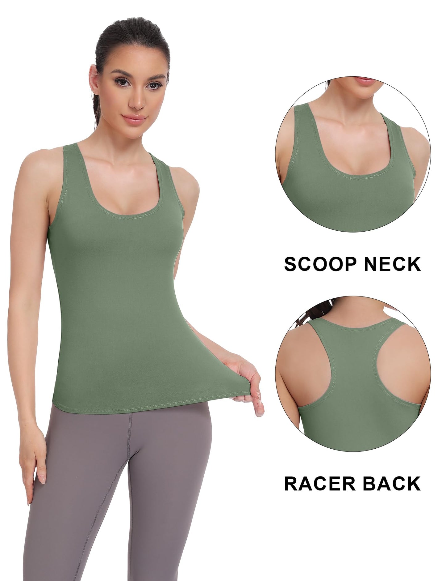 HOPLYNN 3 Pack Women's Racerback Workout Tank Top Crop Athletic Running Gym Yoga Active Sports Tops Shirts for Women 1 Black 1 White 1 Dark Pink Large