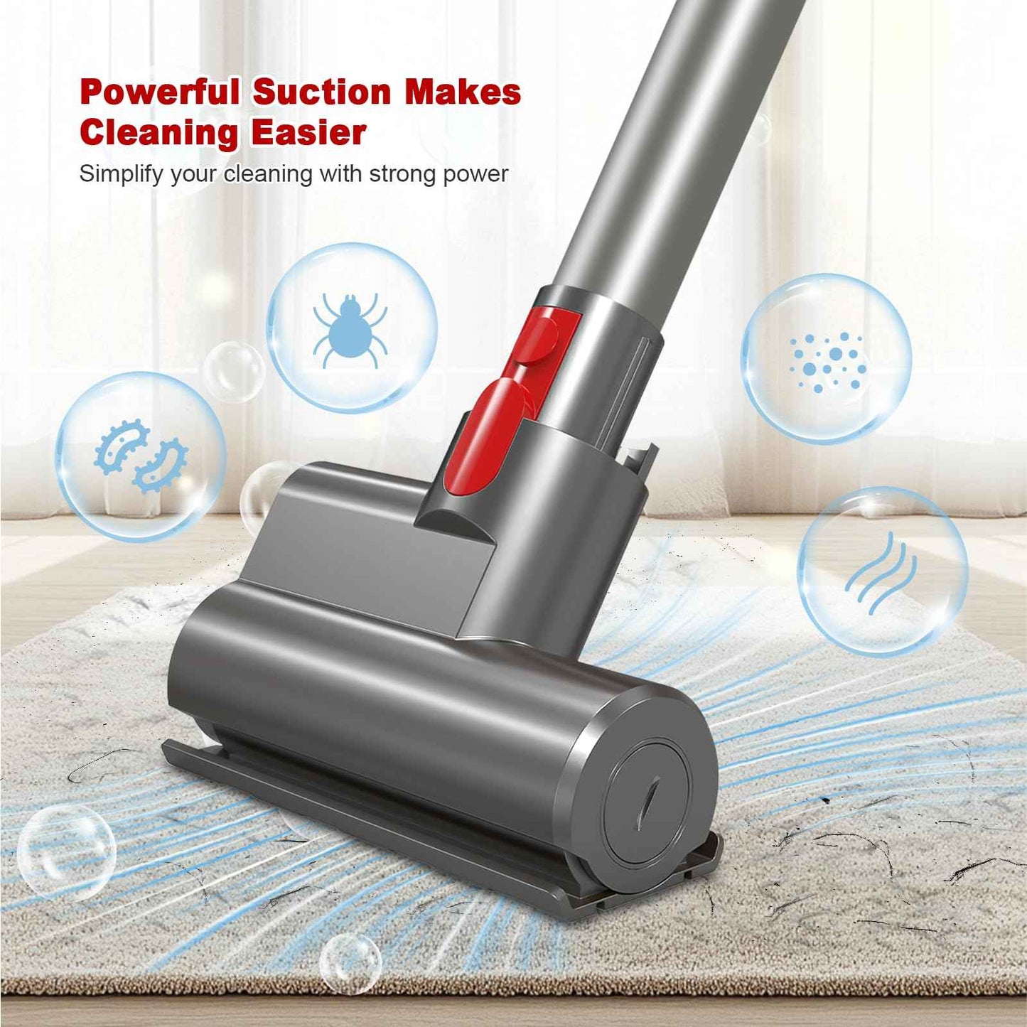 Zihvfzu Mini Motorized Brush Head Attachment for Dyson V7 V8 V10 V11 V15 Cordless Vacuum Cleaners, Upholstery, Mattress, Carpet, Couch, Car Seats, and Floor Cleaning Tool Replacement Parts