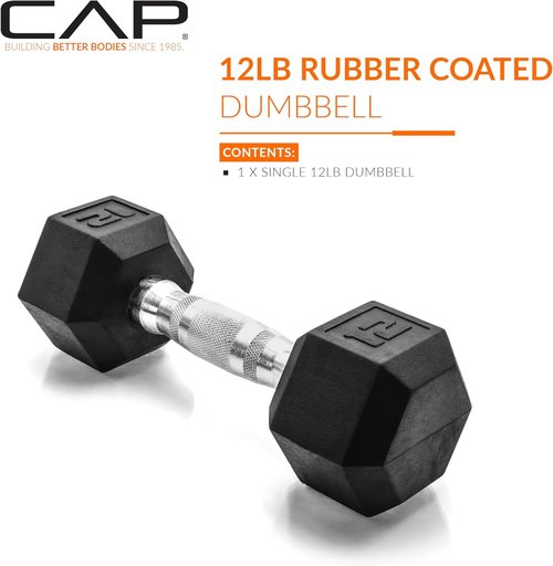 CAP Barbell Coated Hex Dumbbell Weights - Single | Choose from 10-120 lbs Options