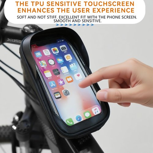RidingRush Bike Phone Mount Bag, Waterproof Bicycle Phone Holder with Touchscreen & Sun Visor, Frame Phone Bag Fits Up to 7 Inch Phones for Cycling Commute