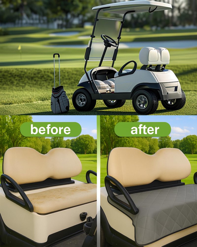 ThermoHalo Golf Cart Seat Covers, Universal Golf Cart Seat Towel Blanket Nonskid Bottom Fits for EZGO, Yamaha, Club Car and More 2 Person Seats Golf Carts (A)