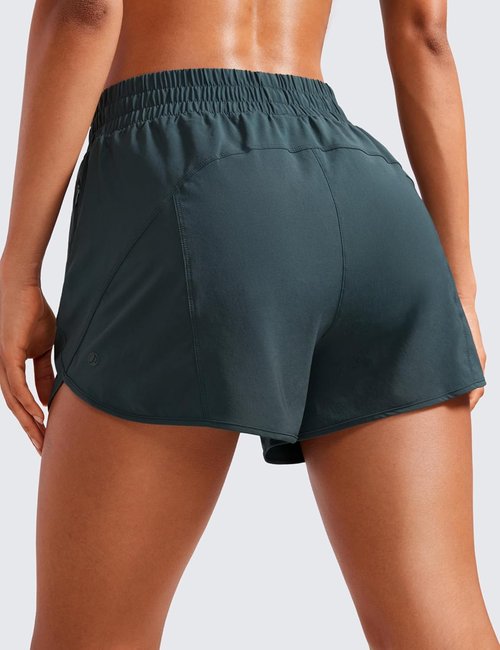 CRZ YOGA Dolphin Athletic Shorts - High Waisted Quick Dry for Running & Gym | 3-Inch Length