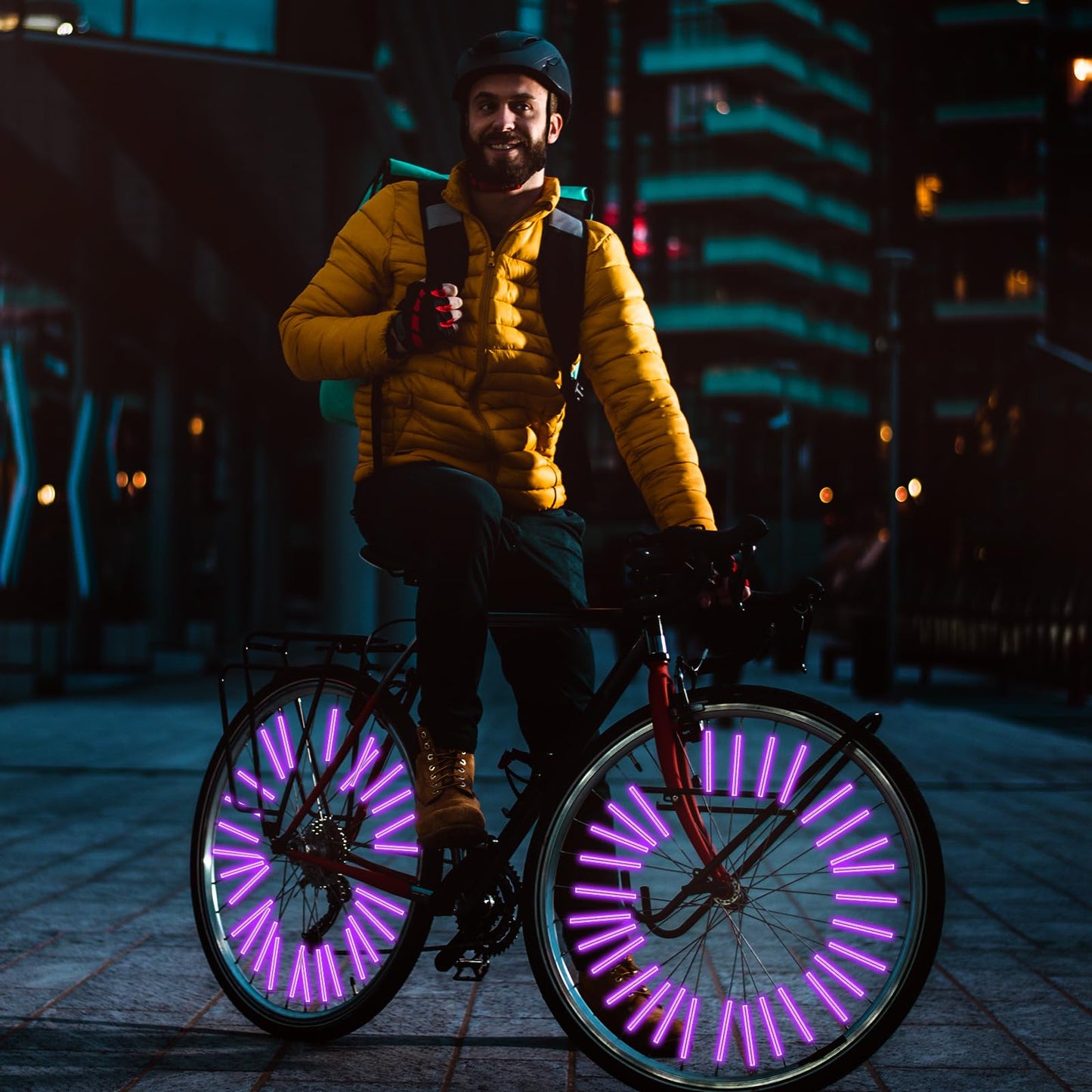 36Pcs Reflective Spoke Covers for Bicycle, 360° Visibility 2.9Inch Bike Spoke Reflectors for Night Riding, Bike Wheel Reflector Tube Reflective Spokes Skins Wheel Decoration Reflectors （Purple）