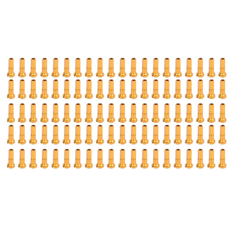 Spoke Cover Nipple, 54g Sturdy Durable 14x6mm Aluminum Alloy Bicycle Spoke Cap, 100Pcs Resistance Rust Proof for Cycling Accessory Bike Spokes (Gold)