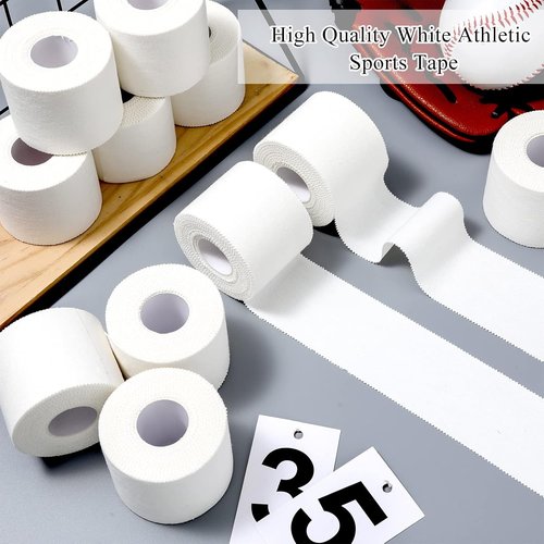 Hoolerry Athletic Sports Tape - 12 Rolls of 130 Yards, Strong & Easy Tear, No Sticky Residue | 2 Inch, White