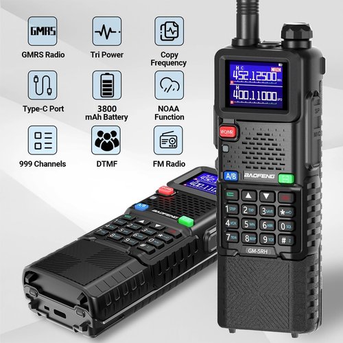 GMRS Handheld Radio BAOFENG GMRS Radio Long Range Walkie Talkies Rechargeable 3800mAh Battery NOAA Weather Receiver Two Way Radio USB-C Charger for Hunting Hiking Compatible Chirp,2 Pack