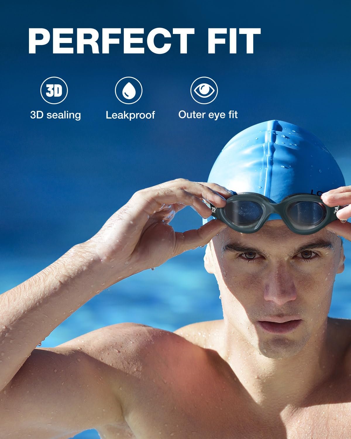 ZIONOR Swim Goggles, G1 Polarized Swimming Goggles UV Protection Anti-fog Adjustable Strap for Adult Men Women (Polarized Light Smoke Lens)