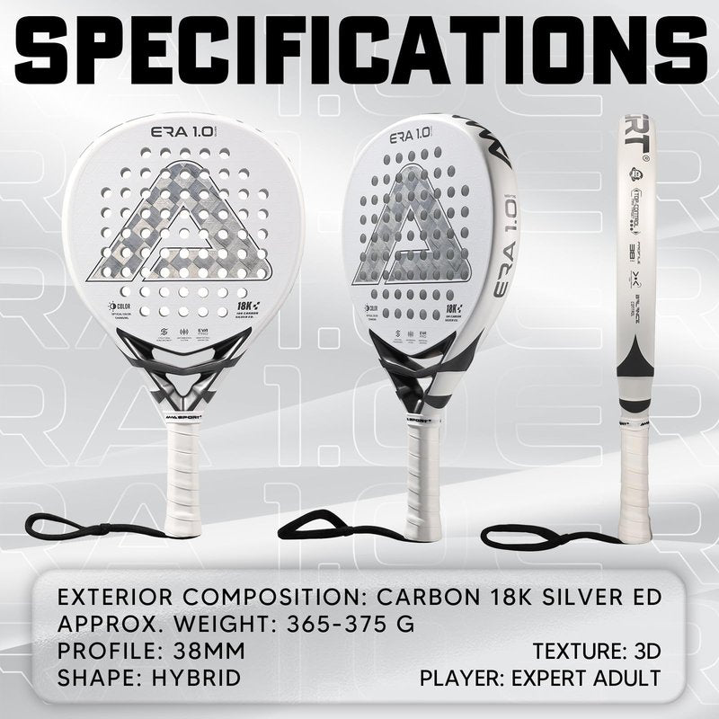 AMASPORT 2025 Era-1.0 Series Pros Padel Racket - 18K Carbon Pala Padel & Color-Changing Tech | Advanced Spin Control & Anti-Vibration Paddle Tennis Racquets | Expert-Level Power & Precision