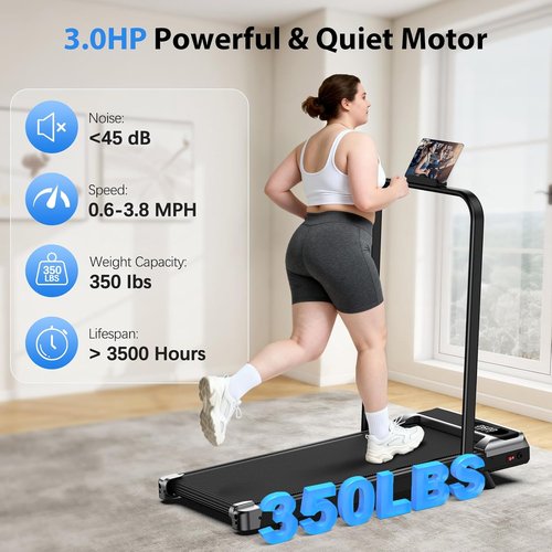 AoraPulse Portable Folding Treadmill - Compact Electric Treadmill for Home & Office | 300 LBS Capacity, LED Display