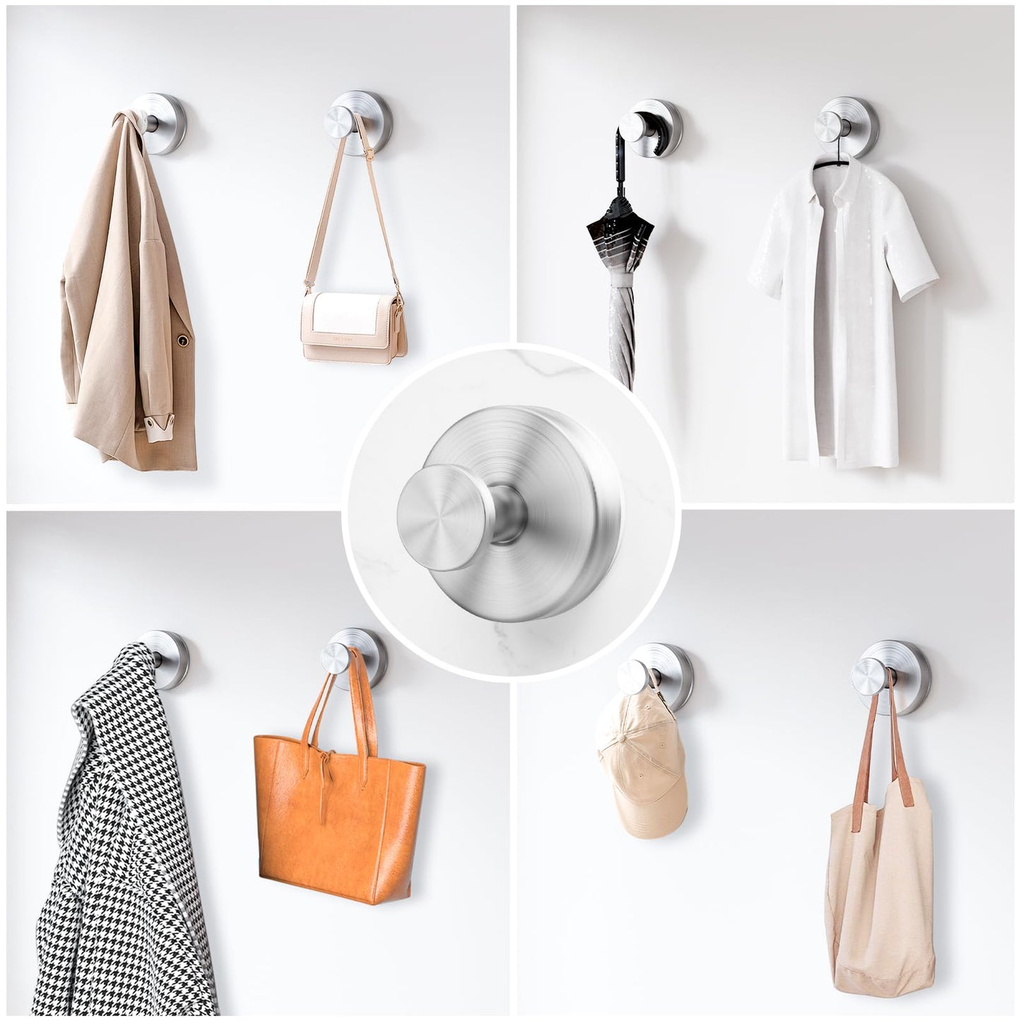 DDYMFFF Suction Cup Hooks for Shower,Removable Suction Hooks for Bathroom Shower Wall,Glass Windows,Doors Hanging Towels,Suction Cup Wreath Hanger Holder for Christmas Wreath-Silver(2 Pack)