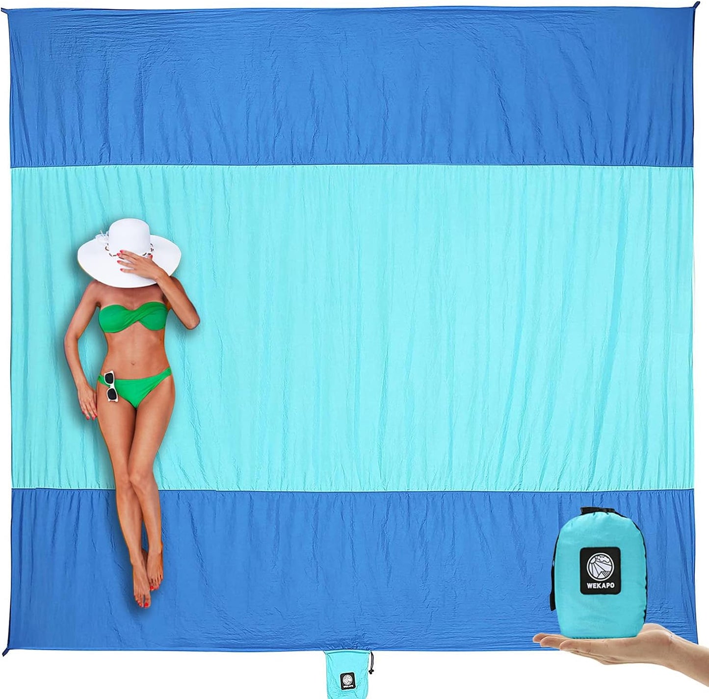 WEKAPO Beach Blanket - Extra Large Sandproof & Waterproof Mat | Quick Drying for Picnics, Camping & Vacations