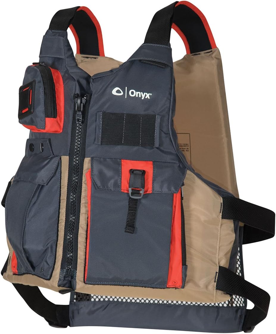 Onyx Kayak Fishing Life Jacket - USCGA PFD with Multiple Pockets, High-Back Design & Adjustable Straps