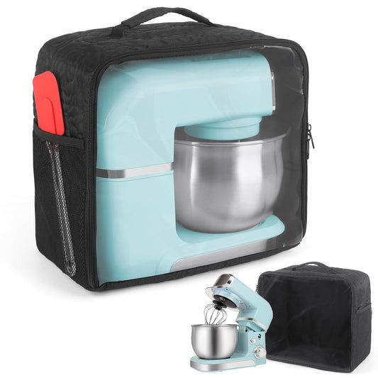 Stand Mixer Cover Compatible with Kitchen in the Box, Appliance Covers for Kitchen Counter for 3.2Quart Bowl Lift, Food Processor Cover, Zipper Pocket for Various Kitchen Appliance Accessories Black