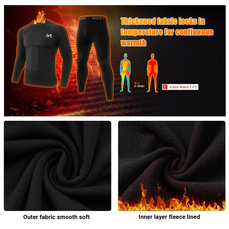 MEETYOO Men's Thermal Underwear Set Sport Long Johns Base Layer