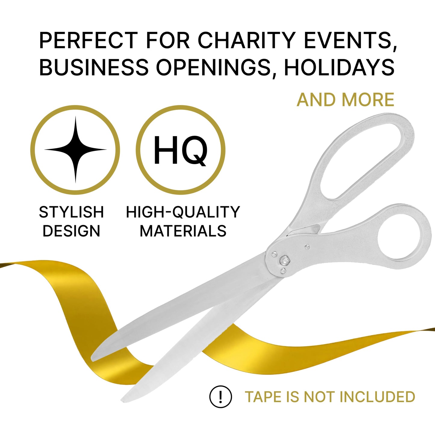 25" White Ceremonial Scissors – Giant Ribbon Cutting Scissors for Grand Opening Large Shears for Ceremony Supplies Big 25 Inch Shears for Events Ribbon and Decorations Kit