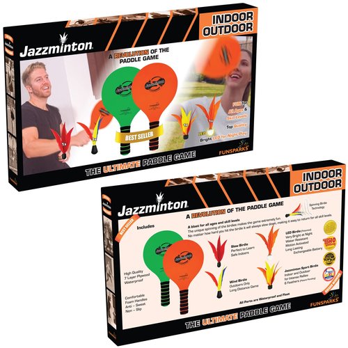 Jazzminton Variety Paddle Ball Game - Racquetball Set Wooden Beach Racket Games for Kids and Adults