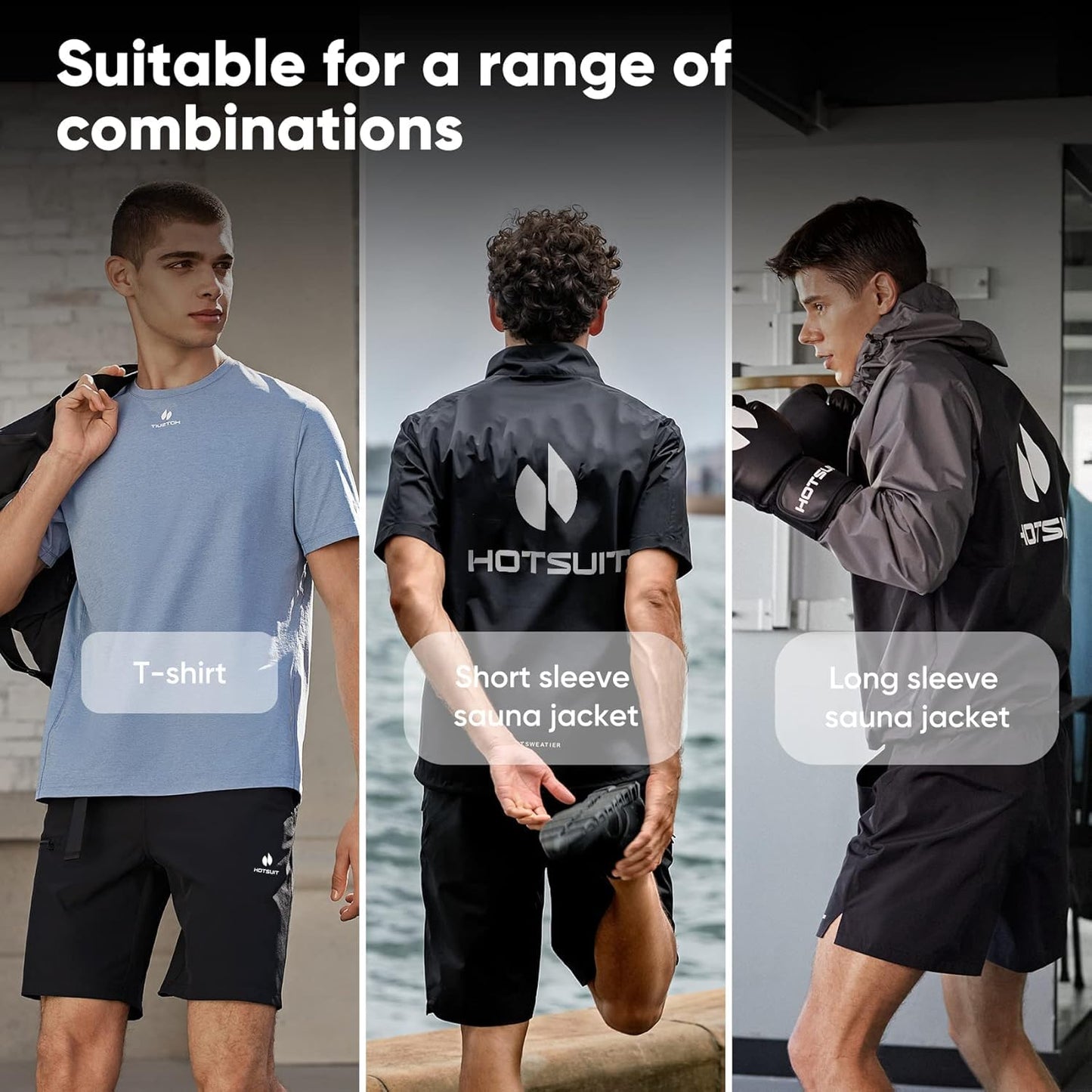 HOTSUIT Mens Sauna Shorts Sweat Sauna Pants Gym Exercise Sweat Sauna Suit Workout Shorts, Black, X-Large
