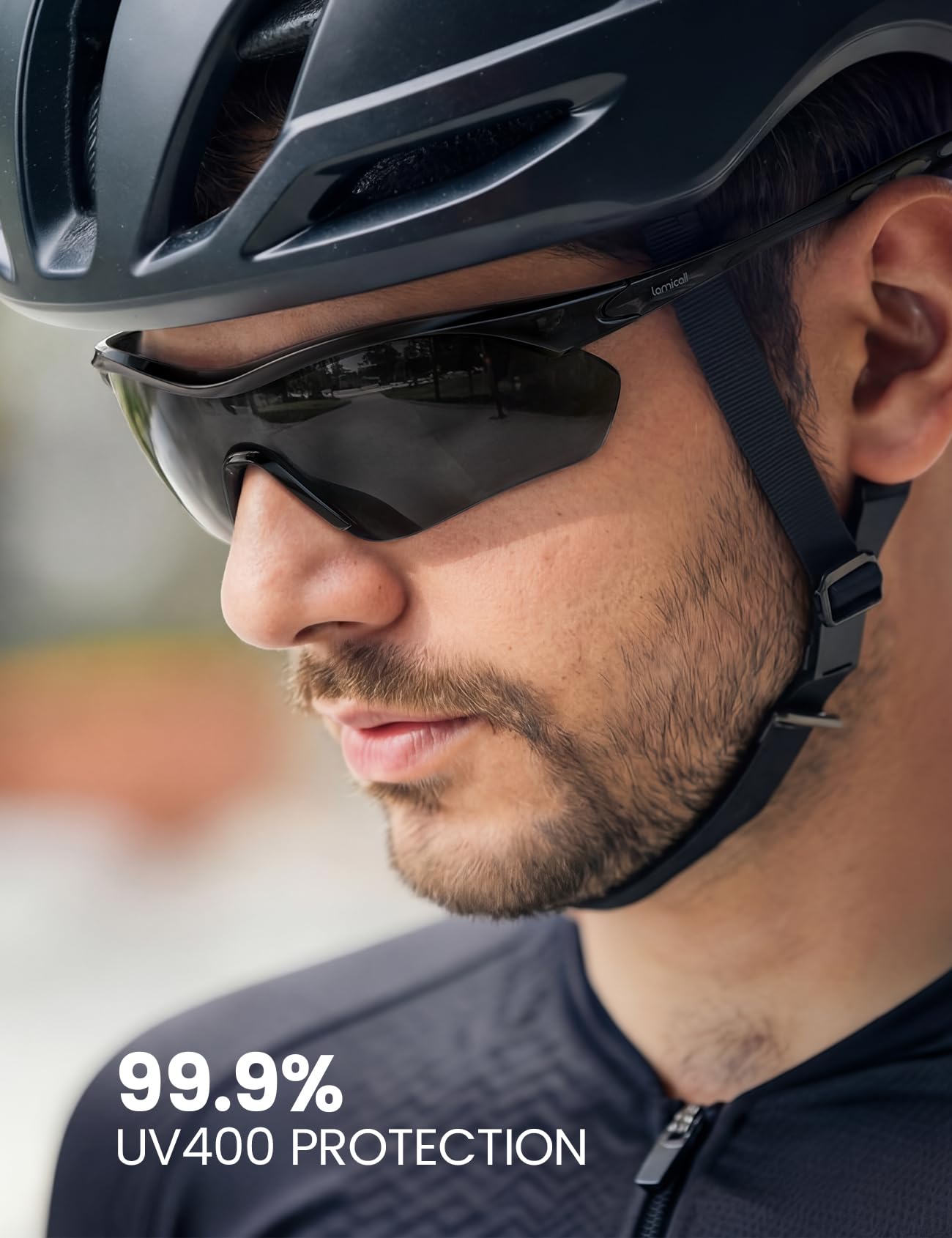 Lamicall 22g Polarized Sports Sunglasses - Lightweight UV400 Protection Men Women Sun Glasses for Baseball Running Cycling Fishing Golf Driving, Black Gray