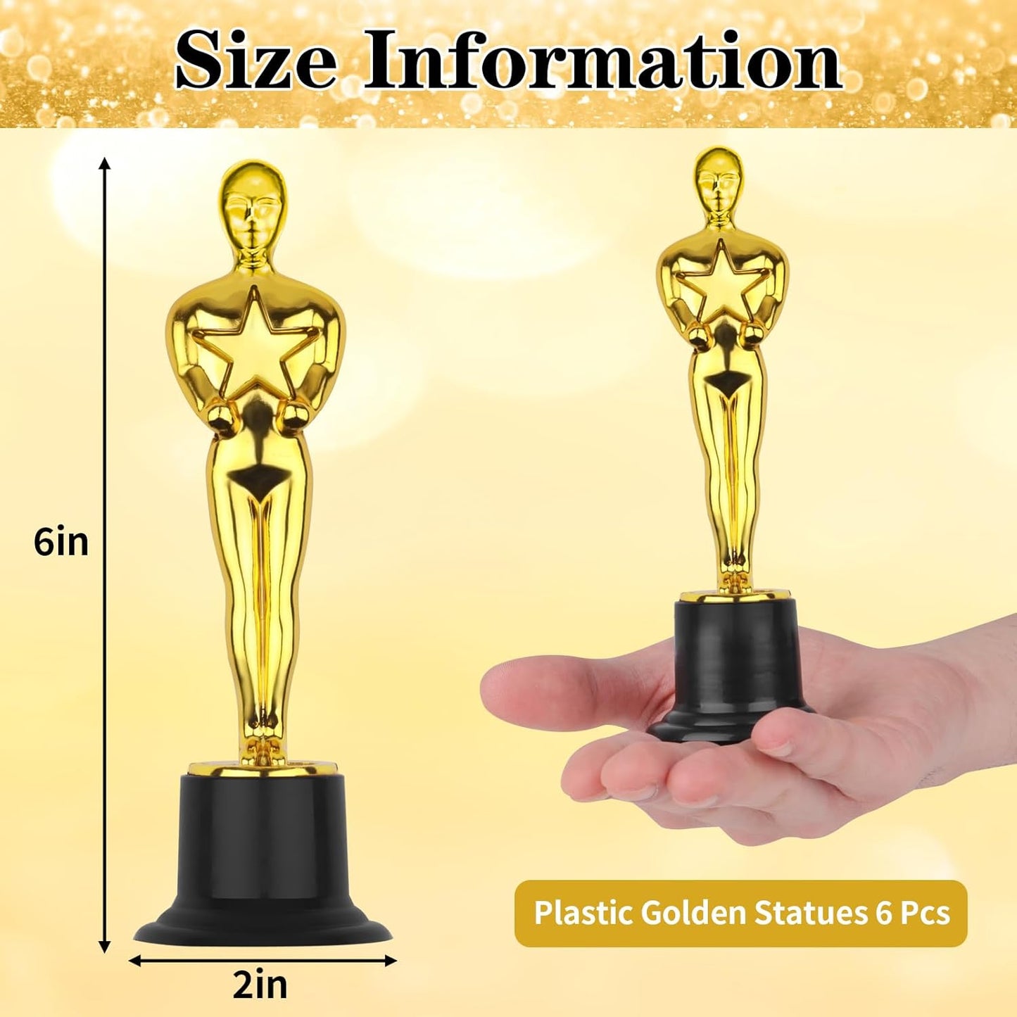 WINKIO Gold Award Trophies - Pack of 6 Mini Plastic Statues for Competitions & Events