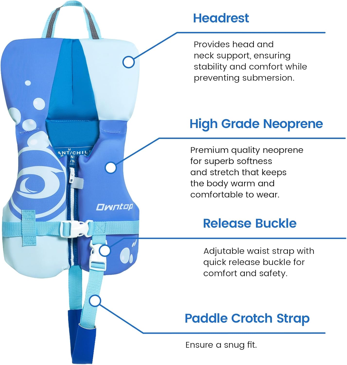 Owntop Toddler Swim Vest - Kids Float Jacket with Adjustable Safety Straps | For Ages 1-6, 20-50 lbs