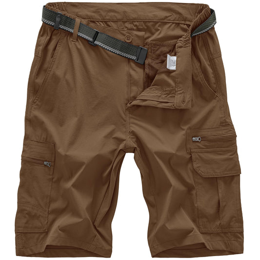 Jessie Kidden Mens Outdoor Casual Expandable Waist Lightweight Water Resistant Quick Dry Fishing Hiking Shorts (6222 Coffee 44)