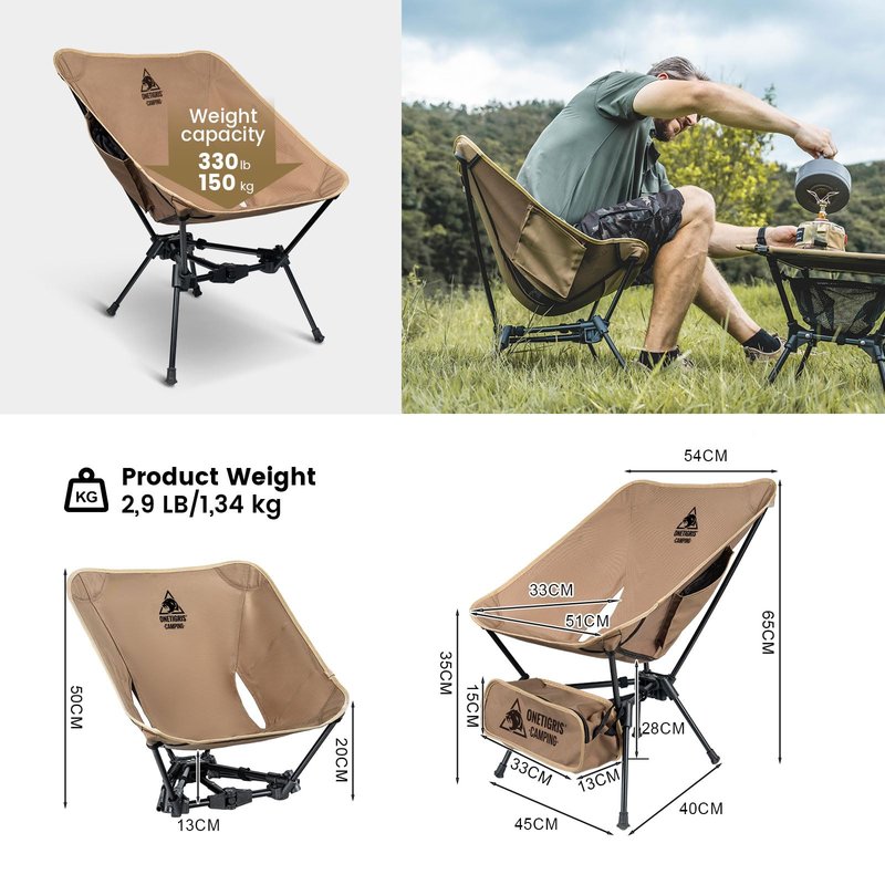 ONETIGRIS 2 Pack Tigerblade Camping Chair, Lightweight Folding Backpacking Hiking, Compact Portable 330 lbs Capacity
