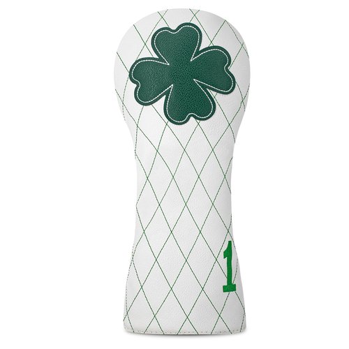 Golf Headcovers Golf Driver Fairway Hybrid Head Cover Golf Blade Mallet Putter Cover Lucky Clover Cross Pattern Premium Leather Driver Fairway(FW) Wood Hybrid(UT) with Number Tags.