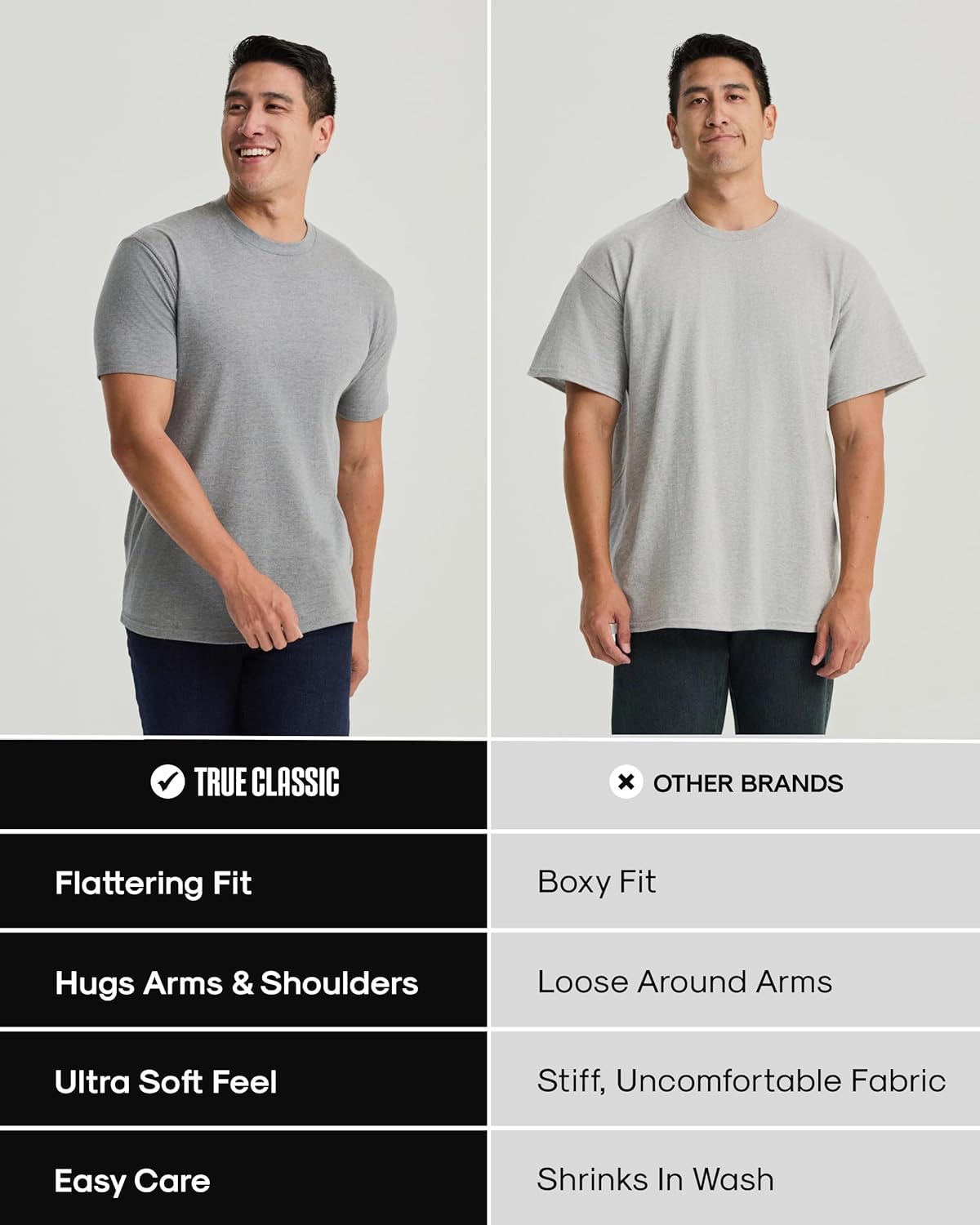 True Classic Men's T-Shirts - Short Sleeve Crew Neck Cotton Blend Tees | Stylish & Comfortable