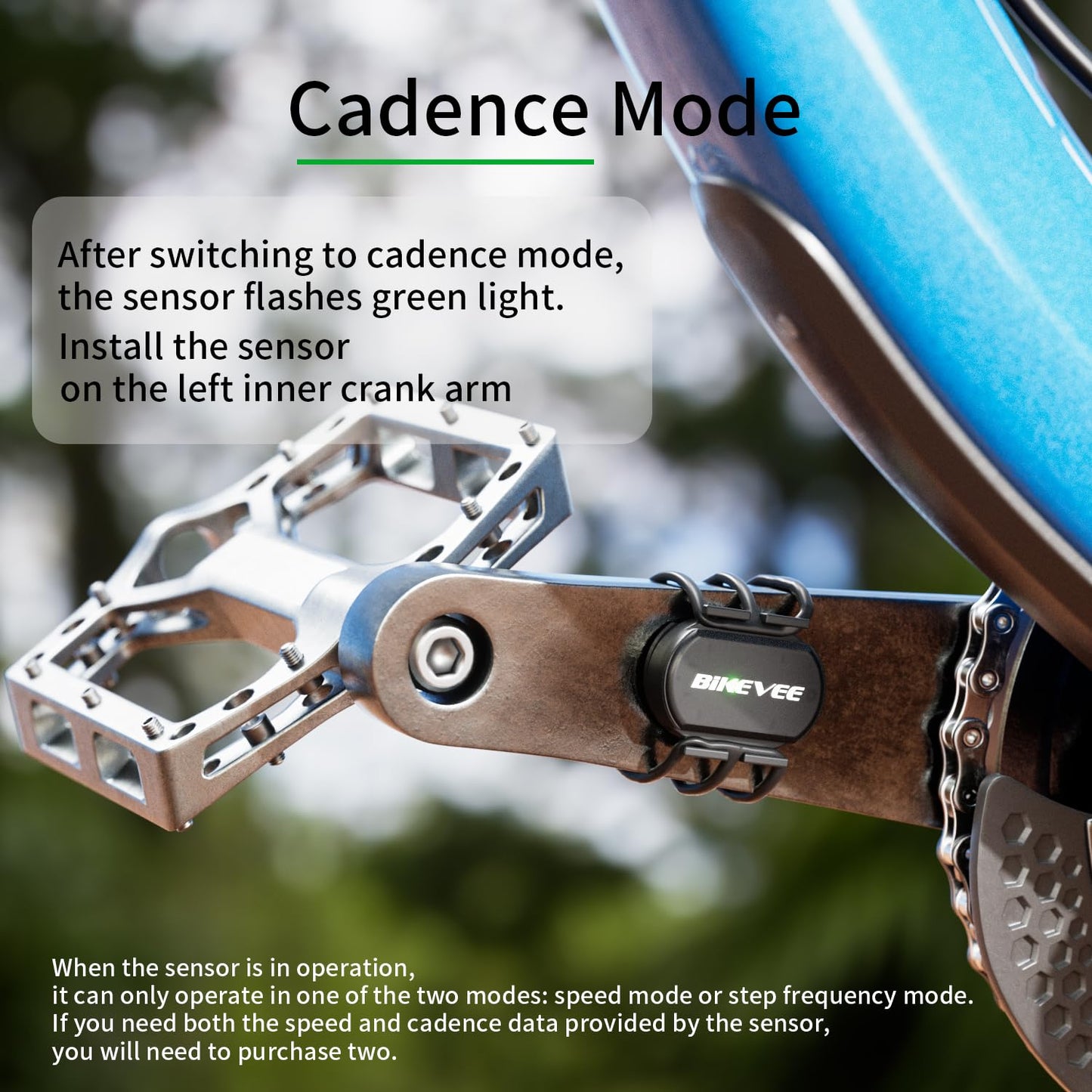 Bikevee Cadence & Speed Sensors 2-Pack for Cycling, Wireless Bluetooth & ANT+ RPM Sensors for Road, Spin & Indoor Bikes, Compatible with Zwift