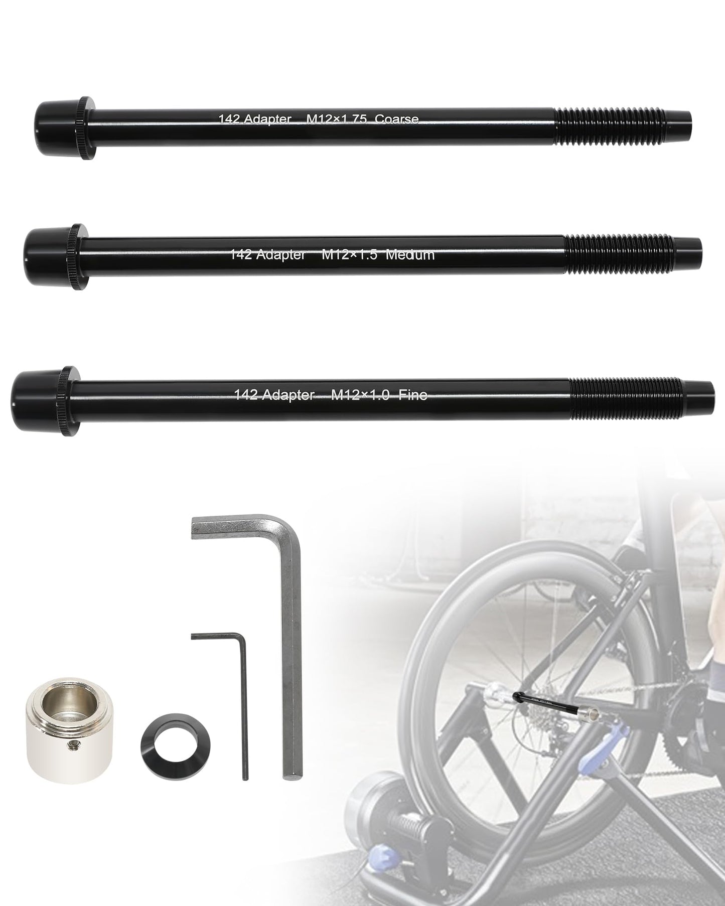 Seekdesi 12x142 Thru Axle Adapter Kit Compatible with Wahoo KICKR SNAP Bike Trainer,Thru-Axle Rear Fork Adapter Made of High-Hardness Aluminum Alloy, Perfectly Matching 12x142mm Bicycle Trainers