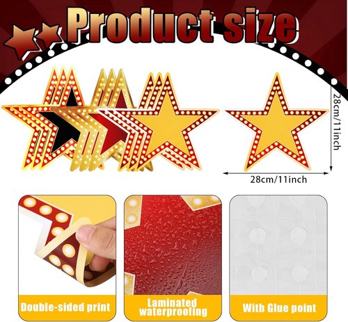 Geosar Movie Star Cardboard Cutouts - 48 Pcs Red Carpet Awards Night Decor | 11 Inch Size