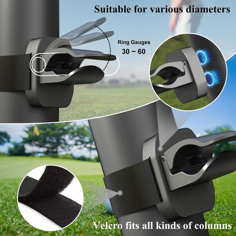 RTOCHG Magnetic Holder Clip for Golf Cart, Universal Fit 30-70 Ring Gauge, Mystery Ash Metal with Velcro Mount, Golf Cart Accessories with Storage Bag