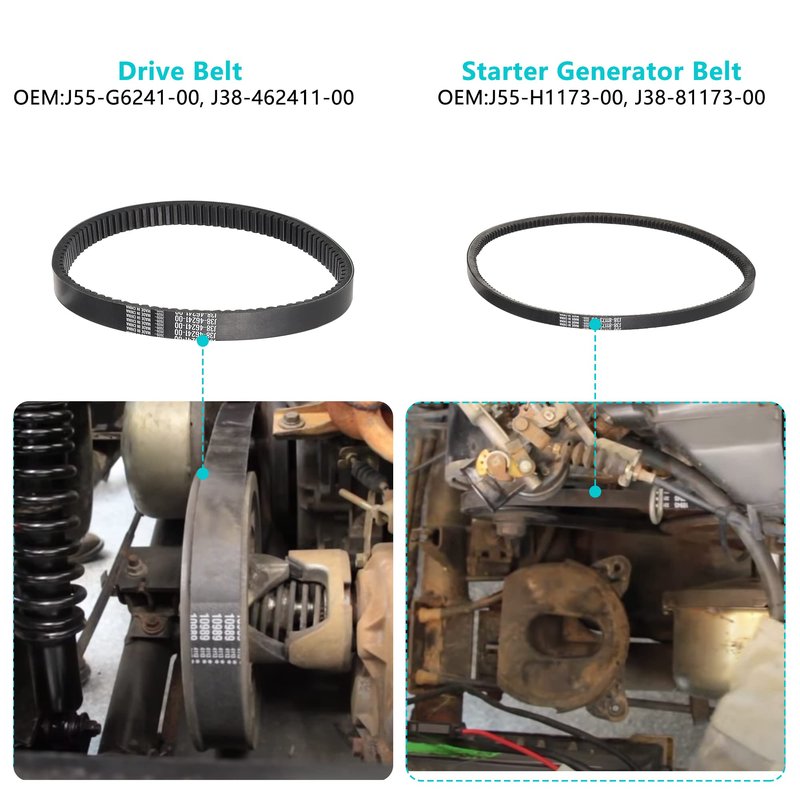 10L0L Golf Cart Tune Up Kit with Starter Generator Belt & Drive Belt for Yamaha 1996-up G16 G19 G22 & 2012-up G29 Gas Model W/ 4 Cycle 301cc 357cc Engine Air Filter Pre Fuel Filter Spark Plug