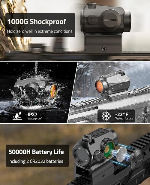 CVLIFE Red Dot Sight - 2 MOA Motion Awake Optics | IPX7 Waterproof, 50,000H Battery Life, 1x20mm