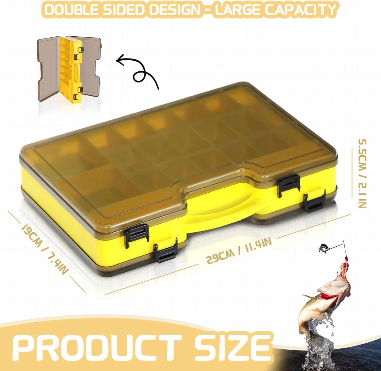 Skiennix Fishing Tackle Box - Waterproof Organizer with Removable Dividers for Bait Storage