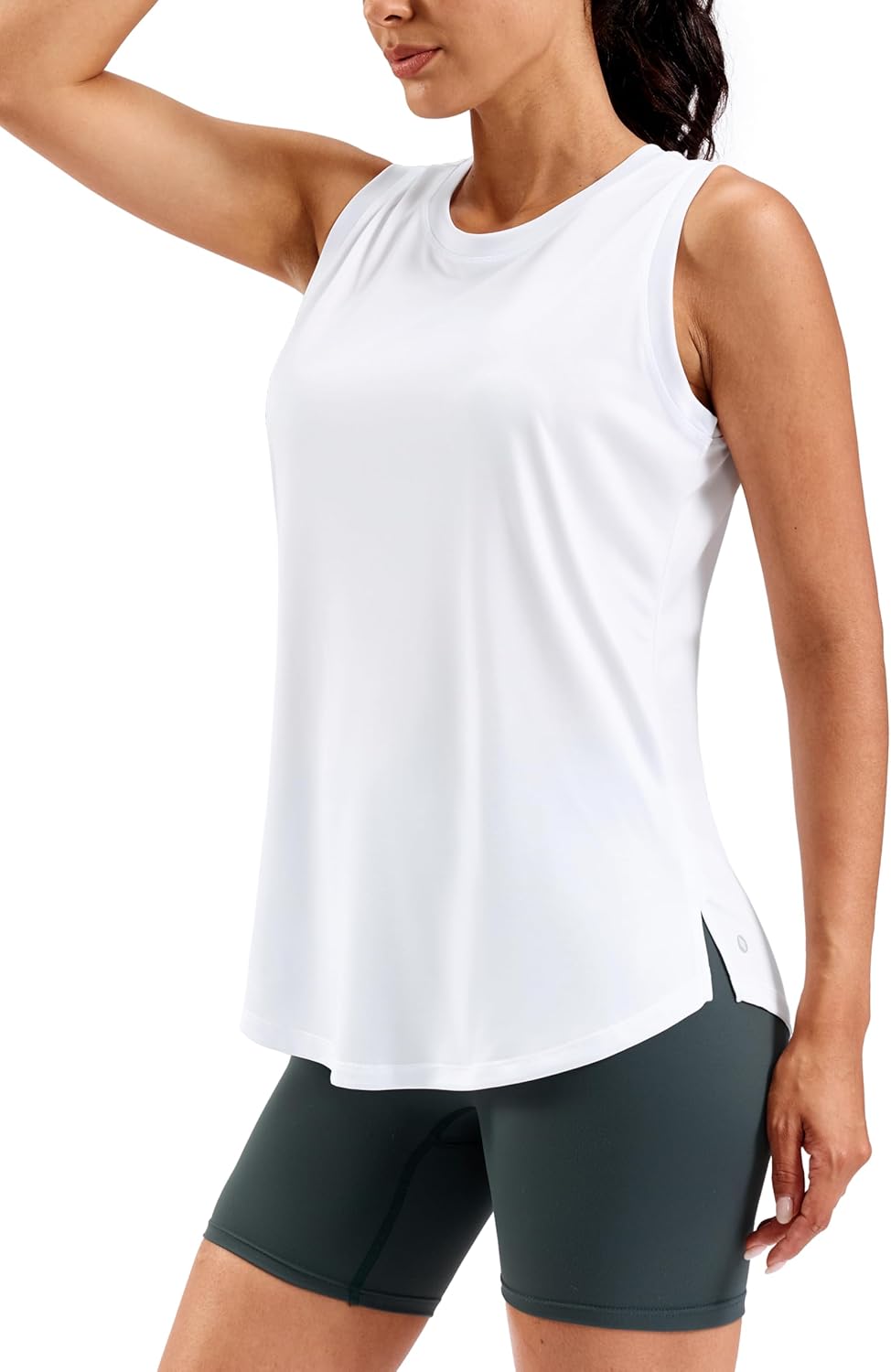 SANTINY Women's Lightweight Sleeveless Workout Tank Top - Athletic Gym & Yoga Shirt | Loose Fit, White (Large)