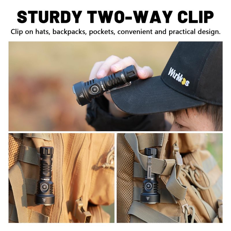 Wurkkos TS12 SFT25R LED Mini Flashlight Rechargeable,1350 High Lumens EDC Flashlight, Super Bright Small LED Flash Light, IP68 Waterproof Pocket Flashlight for Camping, Outdoors, Emergency