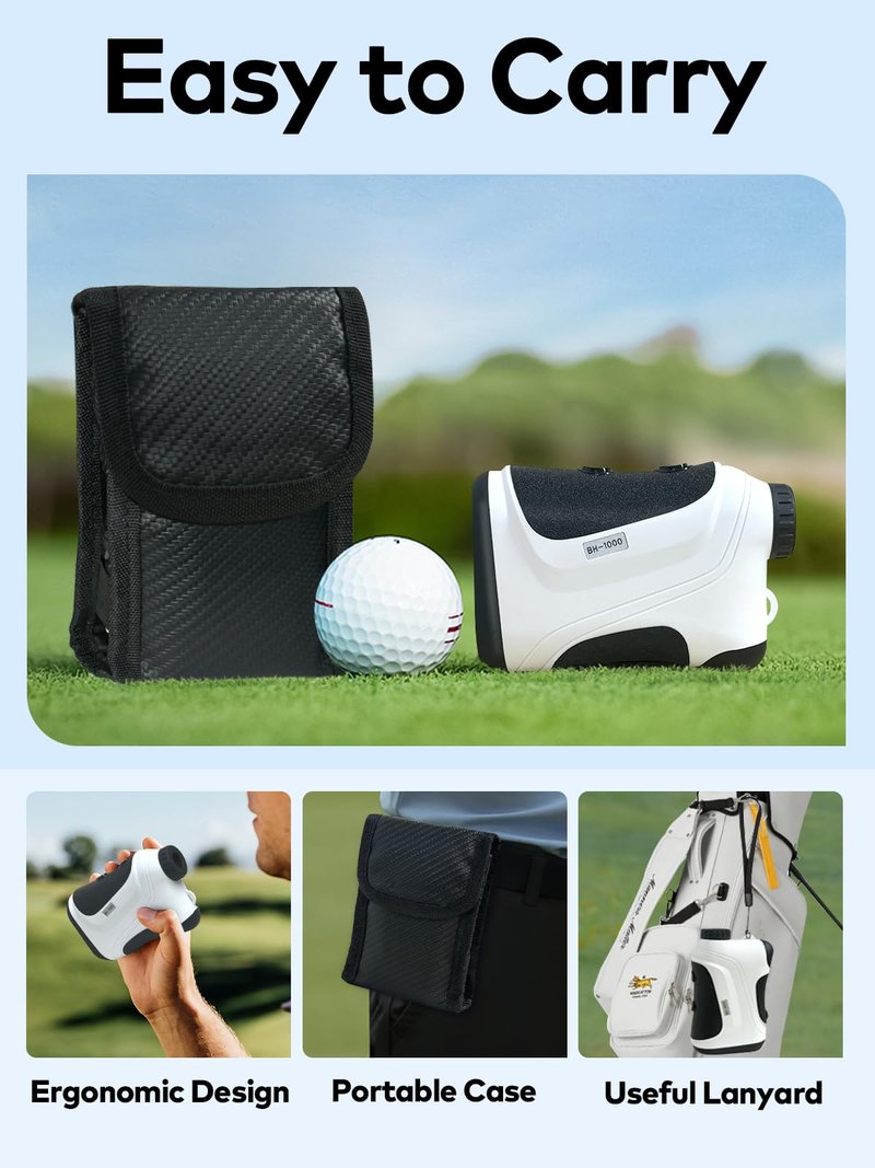 MOESAPU Range Finder Golf with Slope, 1200yd Laser Range Finder with Tripod Mount Hole, 7X Magnification Flag Lock Locking Vibration for Hunting, Distance Measurment Rangefinder Accessories, White