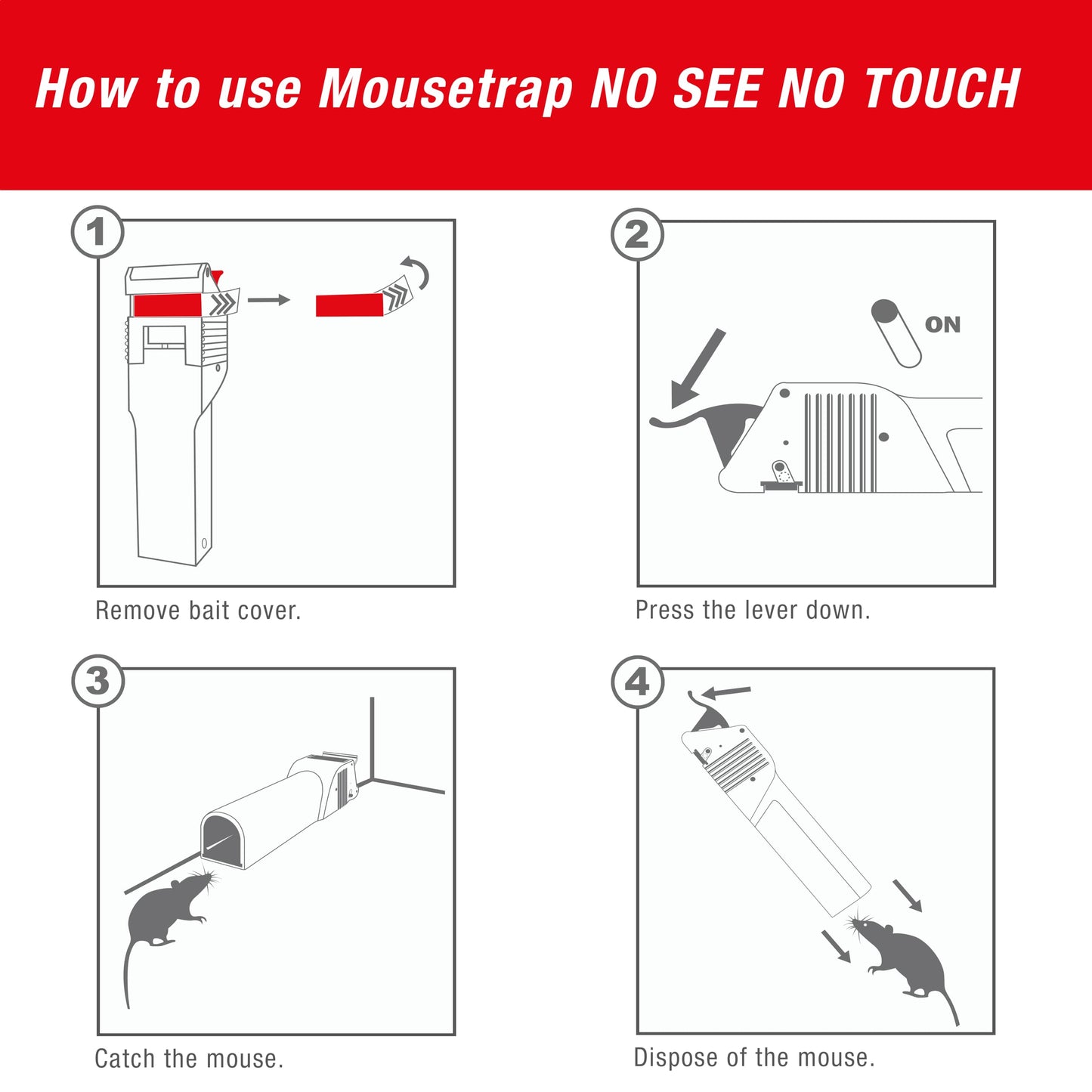 SWISSINNO Mouse Trap No See No Touch - Effective, Non-Contact + Non-Visible Catch + Kill with no-Fail catching - Pre-baited with Food Bait - Easy to Use - Reusable