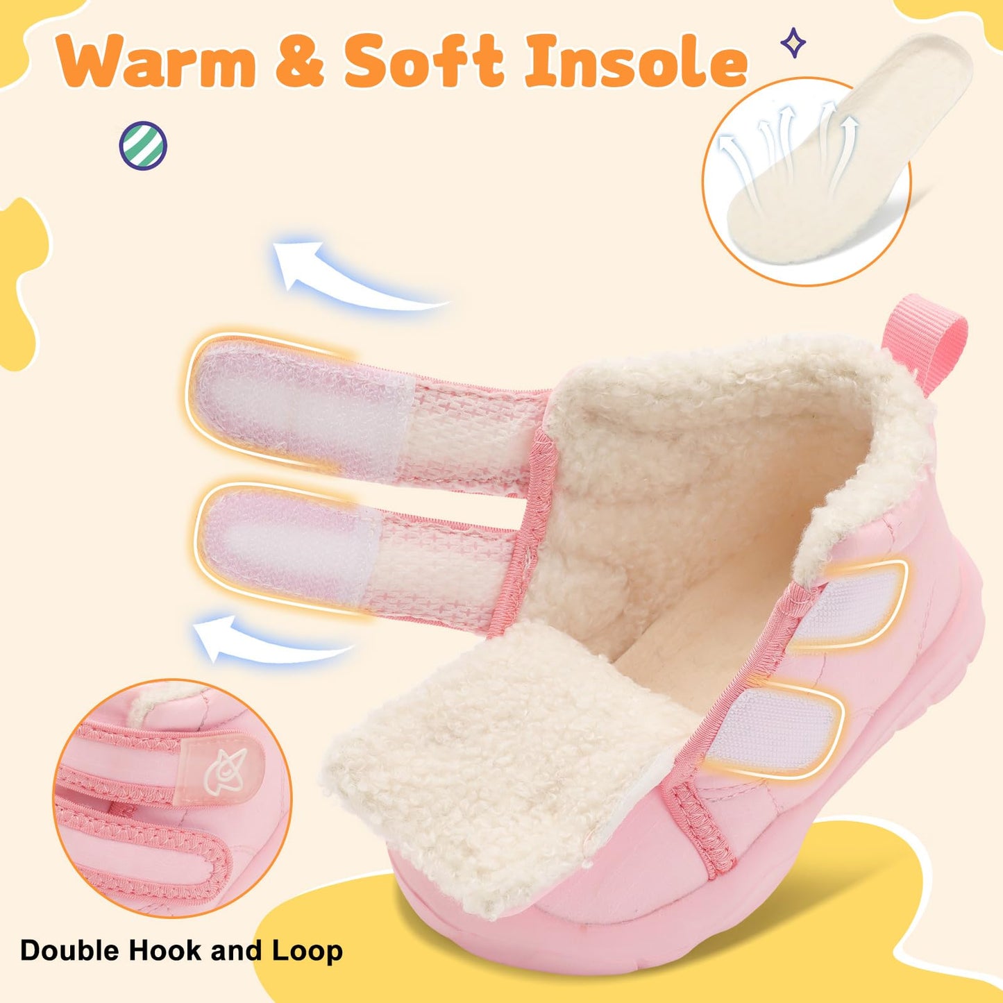 LeIsfIt Toddler Boots Girls Boys Warm Winter Boots Cozy Plush Lining Winter Shoes Indoor Outdoor Faux Fur Booties, Pink, Size 6