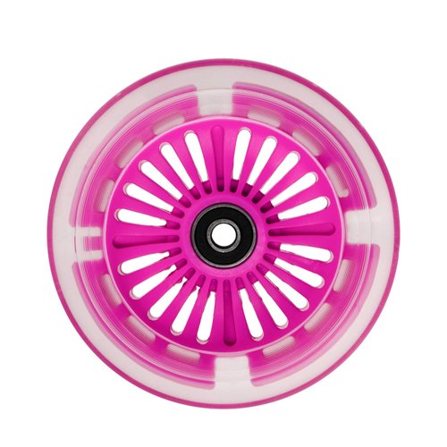 120mm 3-Wheeled Scooter Front LED Light Up Replacement Wheels, Kid Push Kick Scooter Flashing Wheel Set (Pair) (Pink)