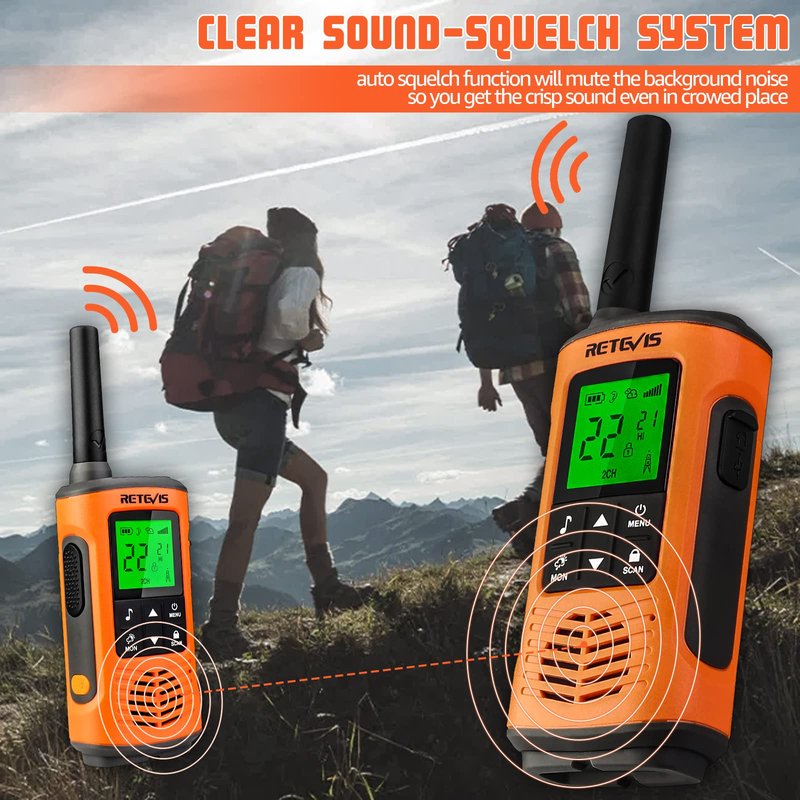 Retevis RT45P Waterproof Walkie Talkies IP67,Rechargeable Two Way Radio for Adults,22CH SOS NOAA,with 1000mAh Battery and USB-C Charger,Long Range 2 Way Radios for Skiing Fishing Boating 2 Pcs