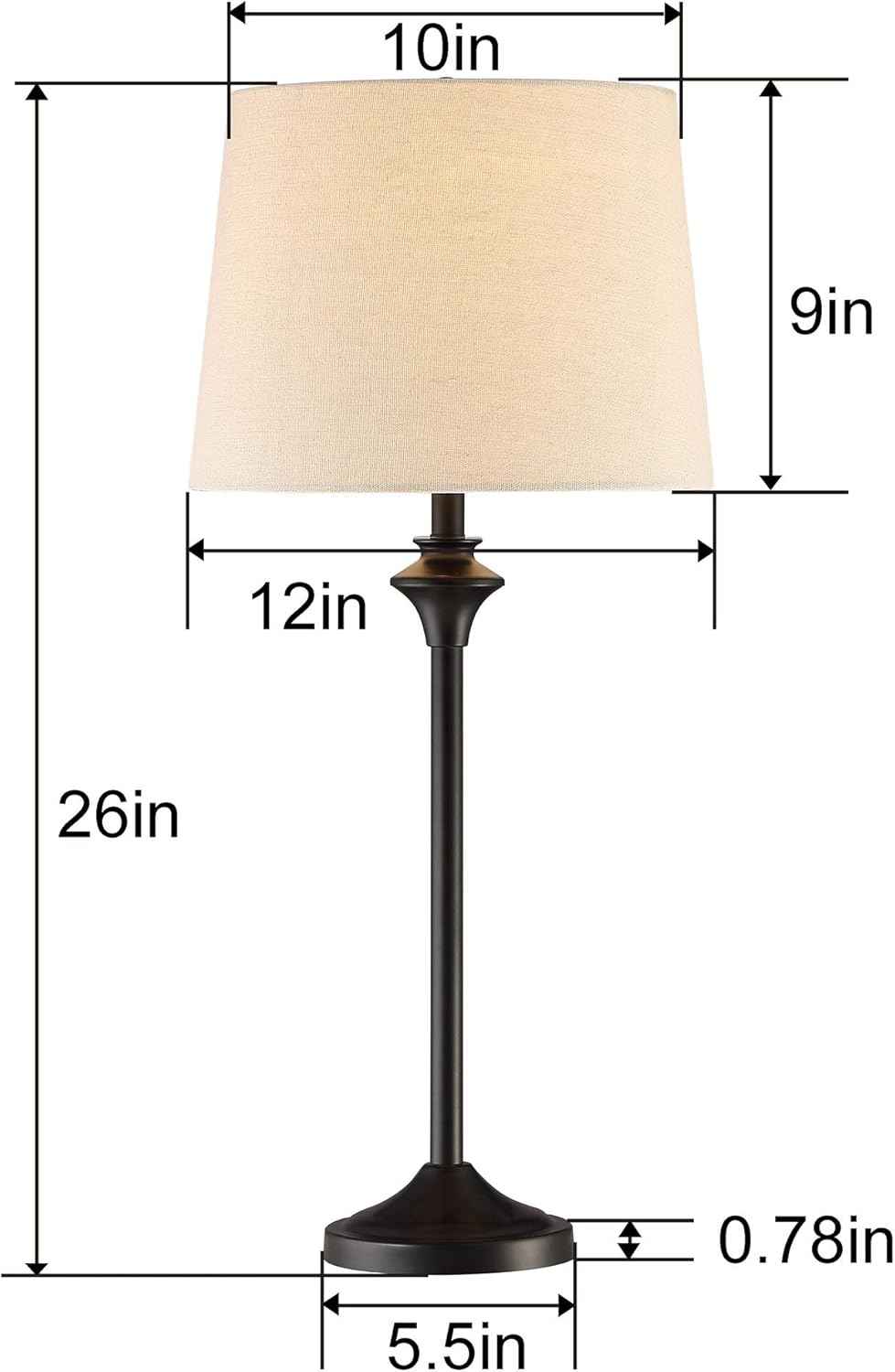 Brass Gold Table Lamps Set of 2 - 26" Modern Buffet & Nightstand Lamps for Living Room, Bedroom, Office