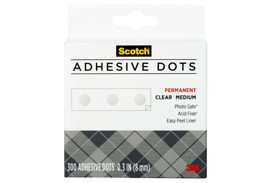 Scotch Adhesive Dots, Medium, Clear, 300-Count, 12-Pack – Permanent, Photo-Safe, Acid-Free Adhesive for Crafts and Scrapbooking