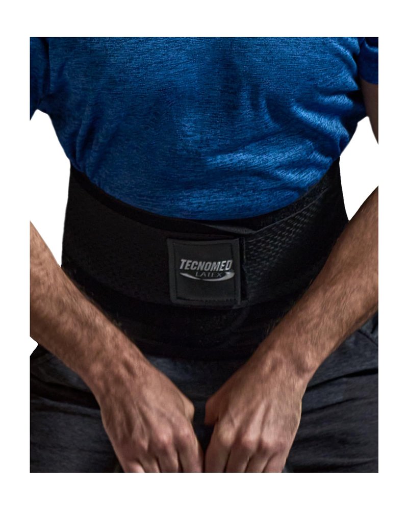 Tecnomed Back Support Belt for Men and Women - Waist Lumbar Support Lower Back Brace for Sciatica Lower Back Pain Relief (Black, XX-Large)