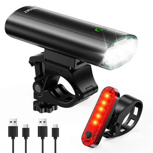 Bike Lights for Night Riding, USB Rechargeable Mountain Bicycle Headlight