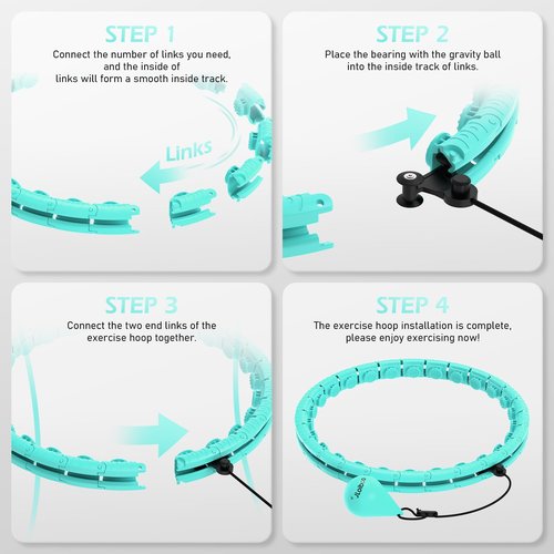 JLoibao Weighted Hula Circle with 26/32 Links(56-66 Inch) for Adults Weight Loss, Infinity Fitness Hoop Plus Size, for Women Smart Exercise Equipment