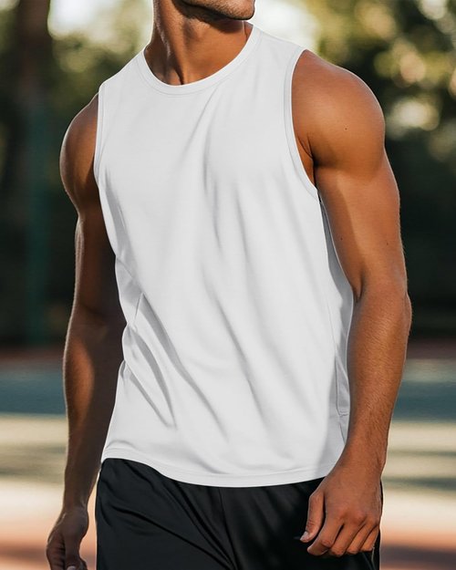 Ficerd Men's Big & Tall Tank Tops - Cotton Moisture-Wicking Sleeveless Gym Tees | X-Large, Black/White/Khaki