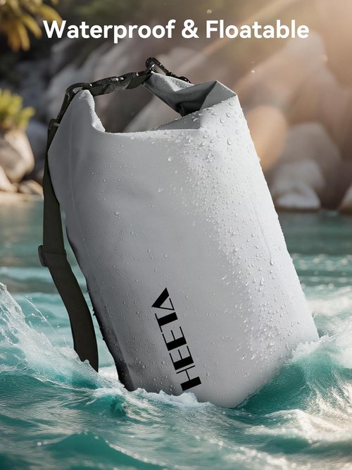 HEETA Waterproof Dry Bag - Lightweight Roll Top Storage Backpack with Emergency Whistle | 5L/10L/20L/30L/40L for Travel, Kayaking, Camping